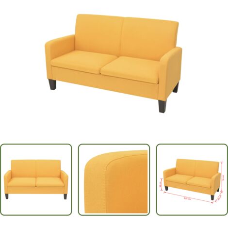 Divano in legno -  Divano a 2 Posti 135x65x76 cm Giallo