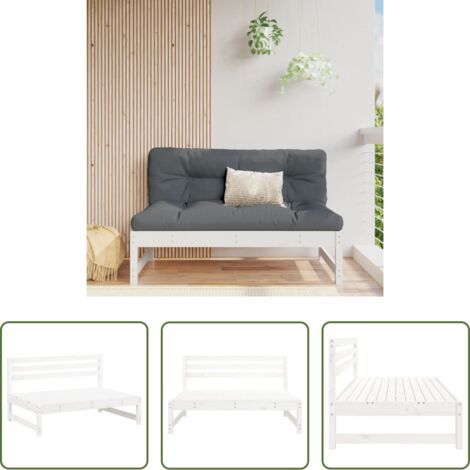 Divano in legno -  Divano Centrale Giardino Bianco 120x80cm Legno Massello Pino