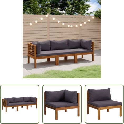 Divano in legno -  Divano da Giardino 3 Posti con Cuscino Legno Massello di Acacia