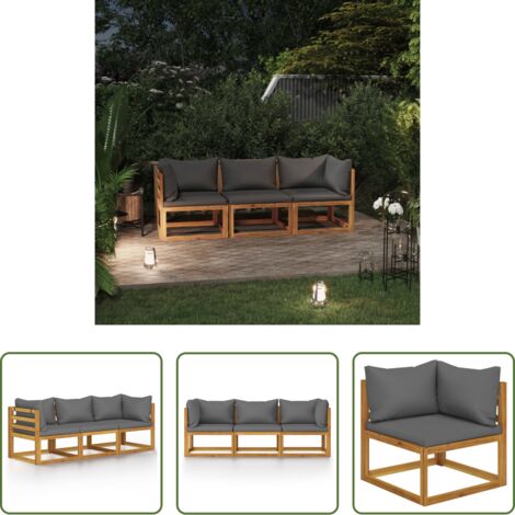 Divano in legno -  Divano da Giardino a 3 Posti con Cuscino in Legno di Acacia