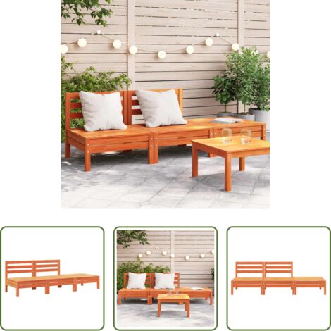 Divano in legno -  Divano da Giardino a 3 Posti Marrone Cera Legno Massello Pino