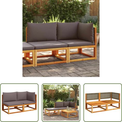 Divano in legno -  Divano da giardino con cuscini 2 posti in legno di acacia e rattan