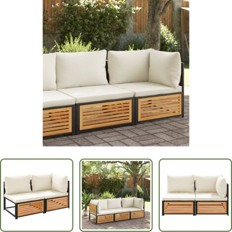 Divano in legno -  Divano da Giardino con Cuscini 2 Posti Legno Massello di Acacia