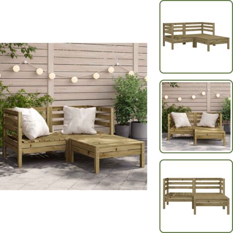 Divano in legno impregnato - vidaXL Divano da Giardino 2Posti con Poggiapiedi Legno Pino Impregnato - Divano da esterno