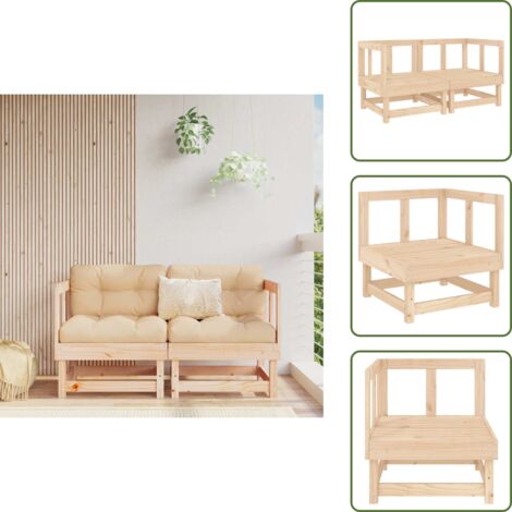 Divano in legno massello - vidaXL Divani Angolari da Giardino 2 pz in Legno Massello di Pino - Divano da patio