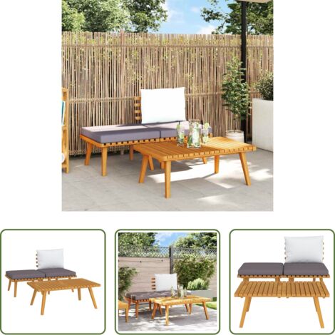 Divano in legno -  Set Divani da Giardino 3 pz con Cuscini in Massello di Acacia