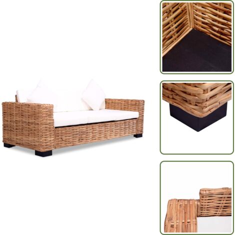 Divano in legno - vidaXL Divano a 3 Posti in Rattan Naturale -