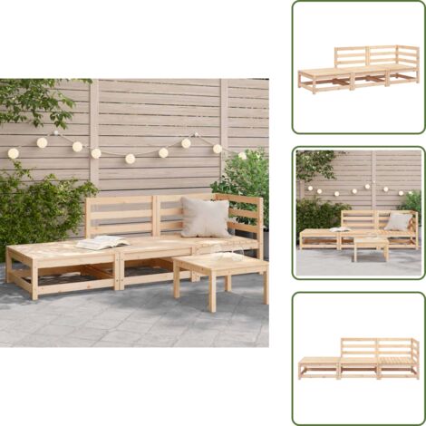 Divano in legno - vidaXL Divano da Giardino con Poggiapiedi 2 Posti Legno Massello Pino - Design a doghe