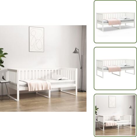 Divano in legno - vidaXL Dormeuse senza Materasso Bianco 100x200 cm Legno Massello Pino - Letto multifunzionale