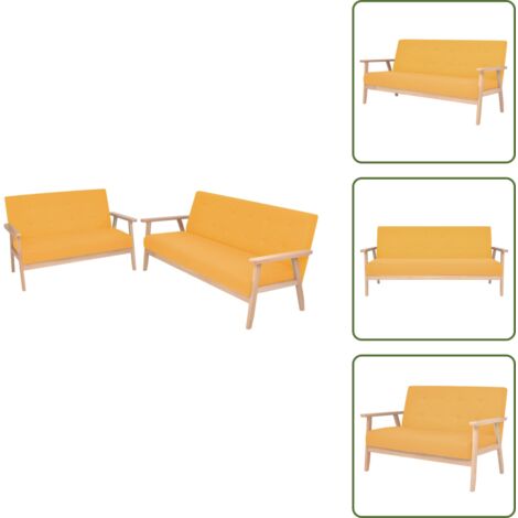 Divano in legno - vidaXL Set di Divani 2 pz in Tessuto Giallo -