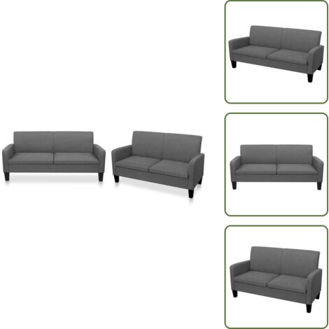Divano in legno - vidaXL Set di Divani in Tessuto 2 pz Grigio Scuro -