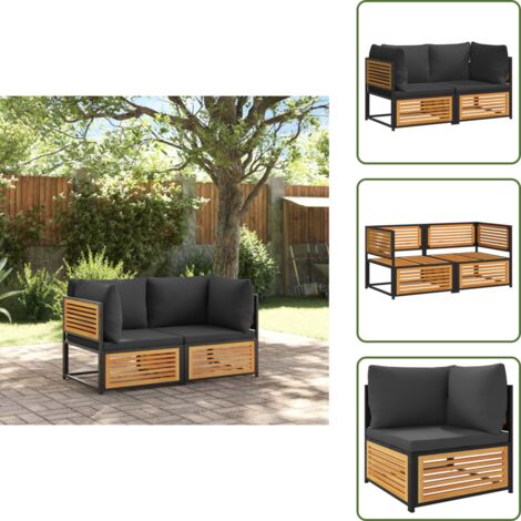 Divano in legno - vidaXL Set Divani da Giardino 2pz con Cuscini Legno Massello di Acacia - Divano in acacia