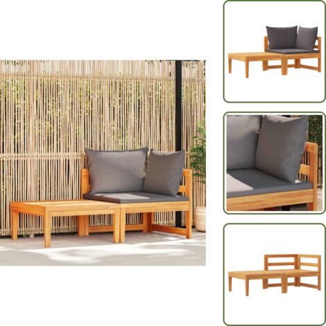 Divano in legno - vidaXL Set Divani Giardino 2 pz con Cuscini Grigio Scuro Legno Acacia - Tavolo in legno
