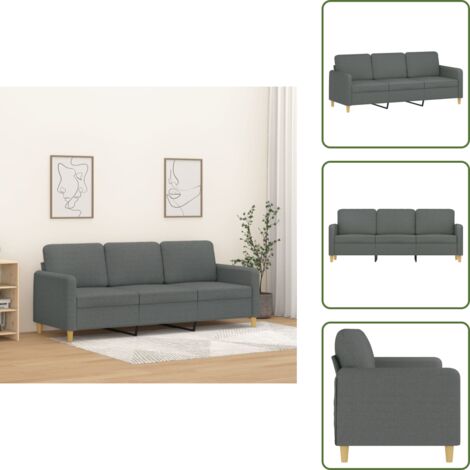 Divano in metallo - vidaXL Divano a 3 Posti Grigio Chiaro 180 cm in Tessuto - Divano con imbottitura