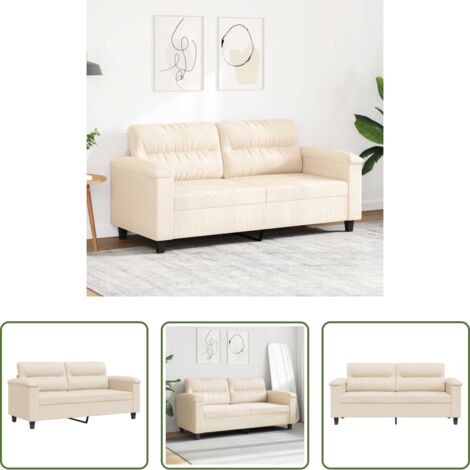 Divano in microfibra -  Divano a 2 Posti Beige 140 cm in Tessuto Microfibra