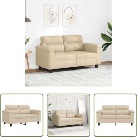 Divano in microfibra -  Divano a 2 Posti Crema 120 cm in Tessuto Microfibra