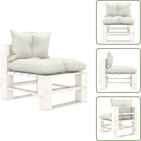 Divano in pallet - vidaXL Poltrona Centrale da Giardino Pallet con Cuscini Beige in Legno - Cuscini per divano