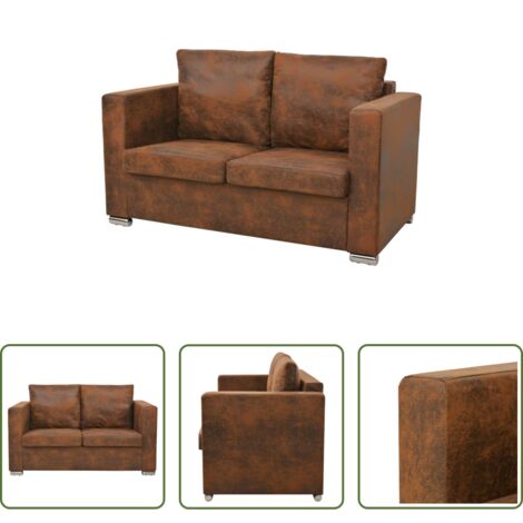 Divano in pelle artificiale -  Divano a 2 Posti 137x73x82 cm in Pelle Scamosciata Artificiale