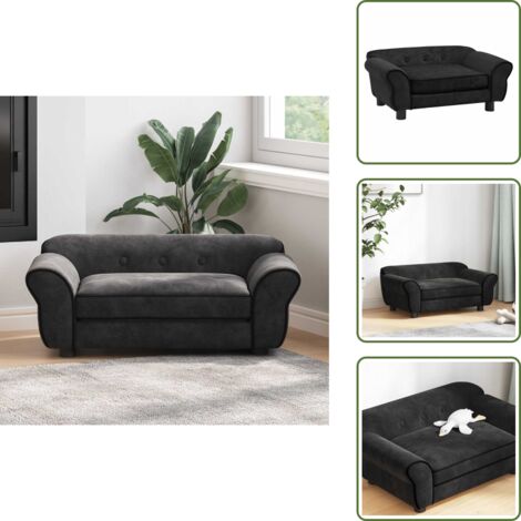 Divano in peluche - vidaXL Divano per Cani Nero 72x45x30 cm in Peluche - Divano in legno