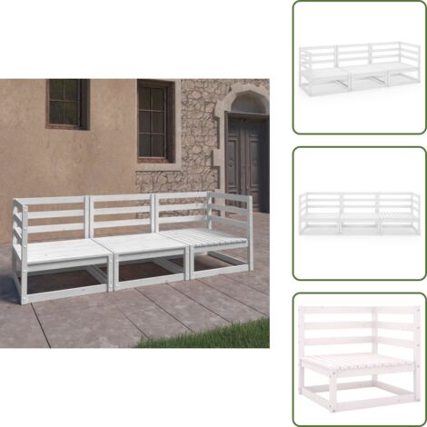 Divano in pino - vidaXL Divano da Giardino a 3 Posti Bianco in Legno Massello di Pino -