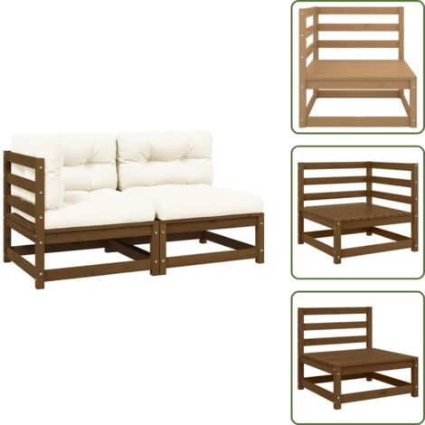 Divano in pino - vidaXL Set Divani da Giardino 2 pz Cuscini Marrone ambra Pino Massello -