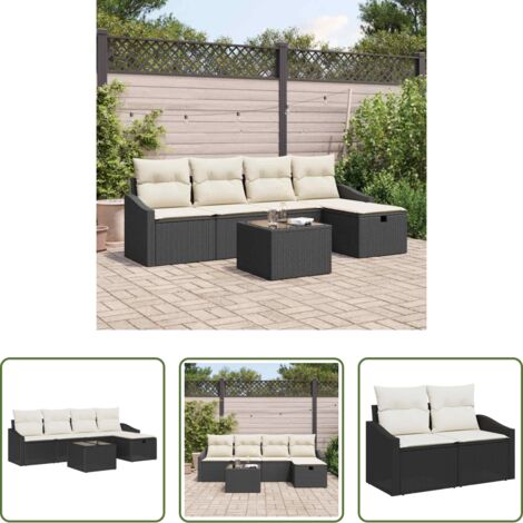 Divano in polyrattan -  Set di divani con cuscino 5 pcs polyrattan