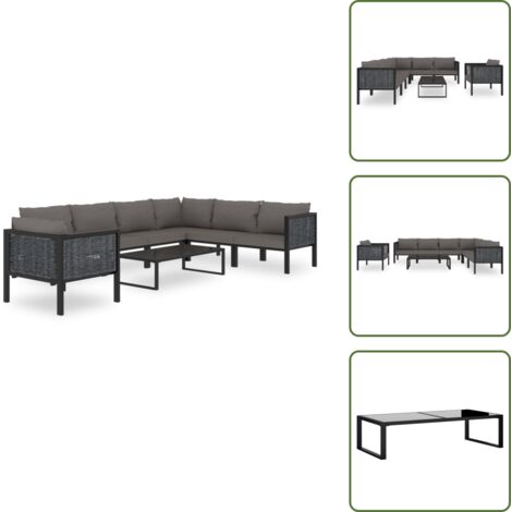 Divano in polyrattan - vidaXL Set Divani da Giardino 8 pz con Cuscini in Polyrattan Antracite - Cuscini da giardino