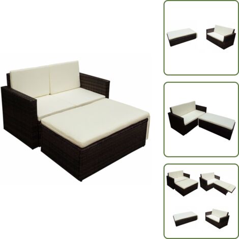Divano in rattan - vidaXL Set Divani da Giardino 2 pz con Cuscini in Polyrattan Marrone - Divano da esterno