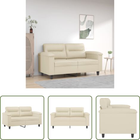 Divano in similpelle -  Divano a 2 Posti Crema 120 cm in Similpelle