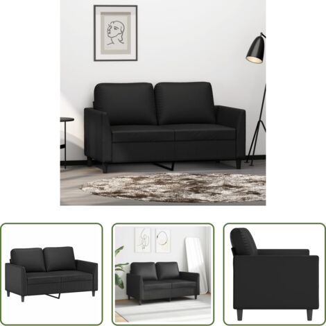 Divano in similpelle -  Divano a 2 Posti Nero 120 cm in Similpelle