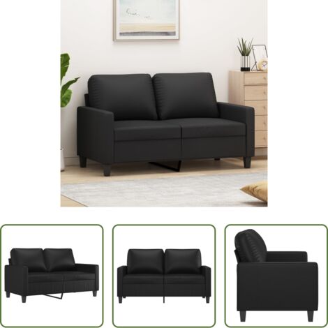 Divano in similpelle -  Divano a 2 Posti Nero 120 cm in Similpelle