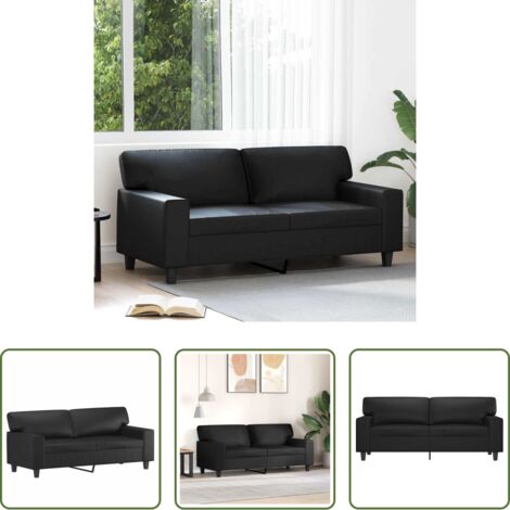 Divano in similpelle -  Divano a 2 Posti Nero 140 cm in Similpelle