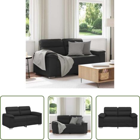 Divano in similpelle -  Divano a 2 posti nero 160x81x84 cm in similpelle