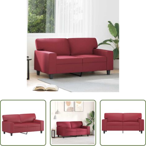 Divano in similpelle -  Divano a 2 Posti Rosso Vino 120 cm in Similpelle