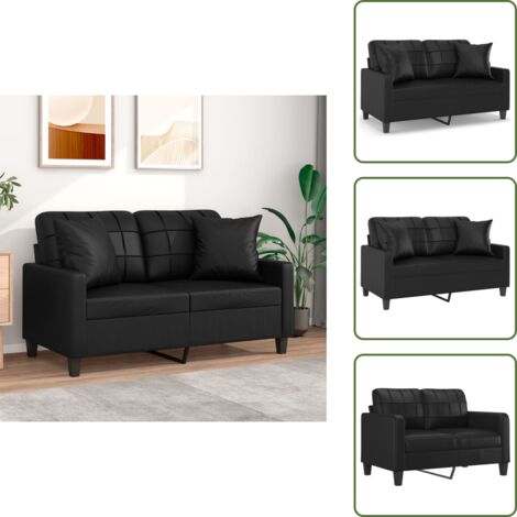 Divano in similpelle - vidaXL Divano a 2 Posti con Cuscini Nero 120 cm in Similpelle - Divano moderno