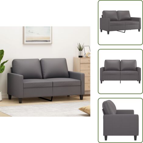 Divano in similpelle - vidaXL Divano a 2 Posti Grigio 120 cm in Similpelle - Divano imbottito