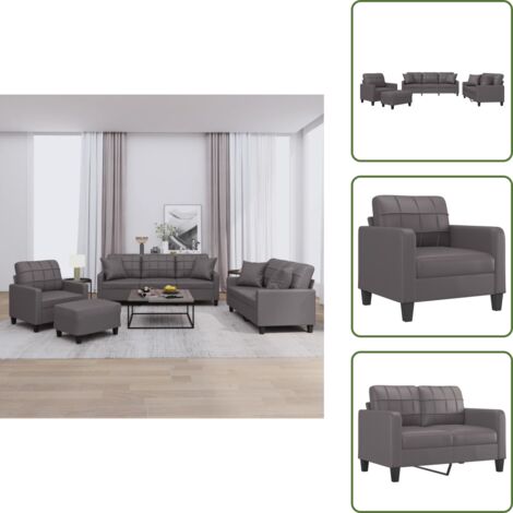 Divano in similpelle - vidaXL Set di Divani 4 pz con Cuscini Grigio in Similpelle - Divano in compensato