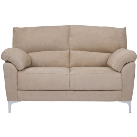 Divano in tessuto a 2 posti 146 cm braccioli imbottito GIADA Camel