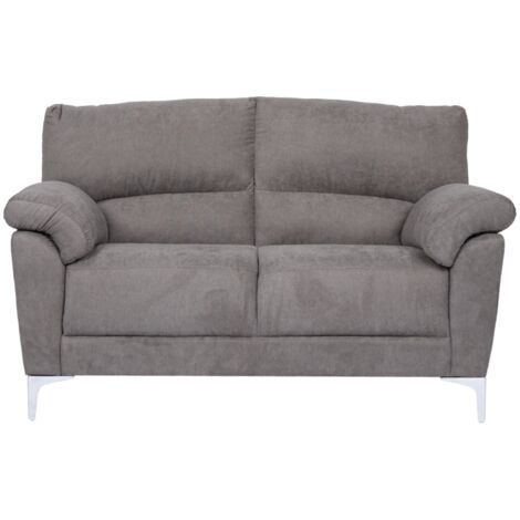 Divano in tessuto a 2 posti 146 cm braccioli imbottito GIADA Grigio