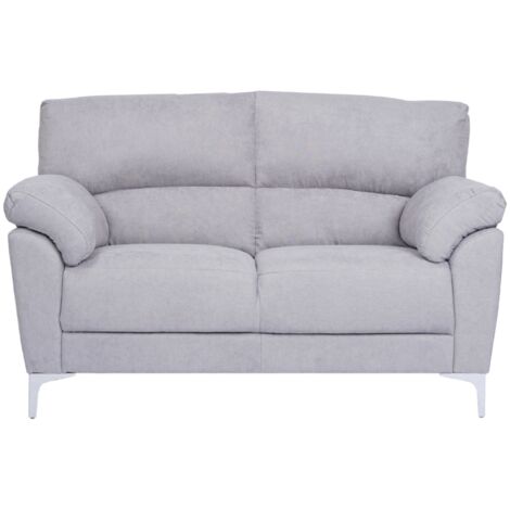 Divano in tessuto a 2 posti 146 cm braccioli imbottito GIADA Grigio Chiaro