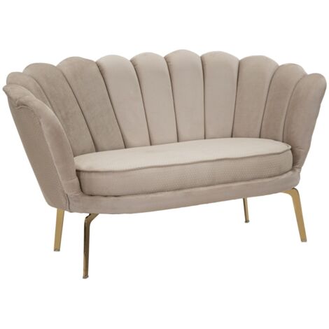 Divano in tessuto crema e metallo dorato 136x76x78cm Vienna Plus