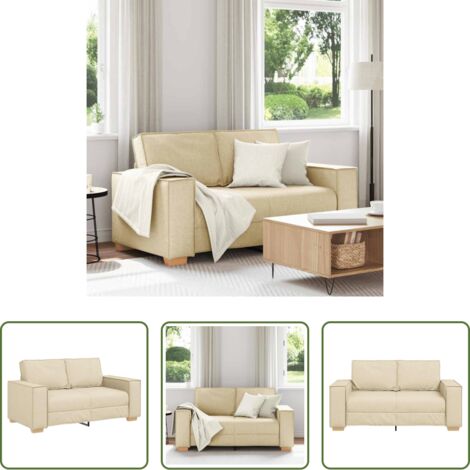 Divano in tessuto -  Divano a 2 posti Crema 160x78x84 cm Tessuto