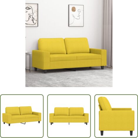 Divano in tessuto -  Divano a 2 Posti Giallo Chiaro 140 cm in Tessuto
