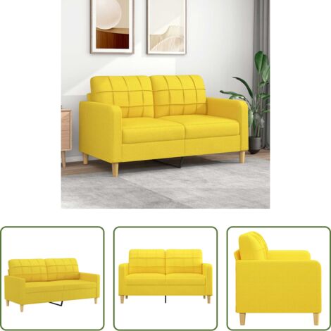 Divano in tessuto -  Divano a 2 Posti Giallo Chiaro 140 cm in Tessuto