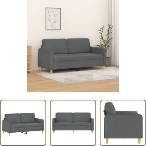 Divano in tessuto -  Divano a 2 Posti Grigio Scuro 140 cm in Tessuto