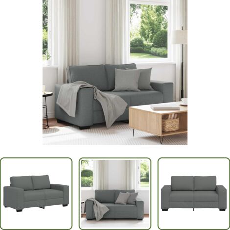 Divano in tessuto -  Divano a 2 Posti Grigio Scuro 160x77x82 cm in Tessuto
