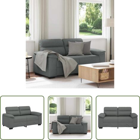 Divano in tessuto -  Divano a 2 Posti Grigio Scuro 160x81x84 cm in Tessuto