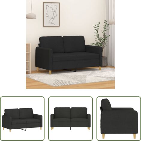 Divano in tessuto -  Divano a 2 Posti Nero 120 cm in Tessuto
