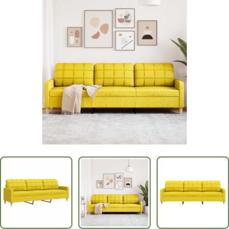 Divano in tessuto -  Divano a 3 Posti Giallo 210 cm in Tessuto