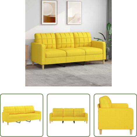 Divano in tessuto -  Divano a 3 Posti Giallo Chiaro 180 cm in Tessuto